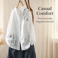 Embroidered Shirts for Women with Loose Fit Design, Casual White for Summer and Everyday Wear, Plus Size Blouse UK
