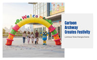 Inflatable Cartoon Arch, Rainbow Gate, Welcome Arch for Kindergarten Opening, Children's Event, Festival