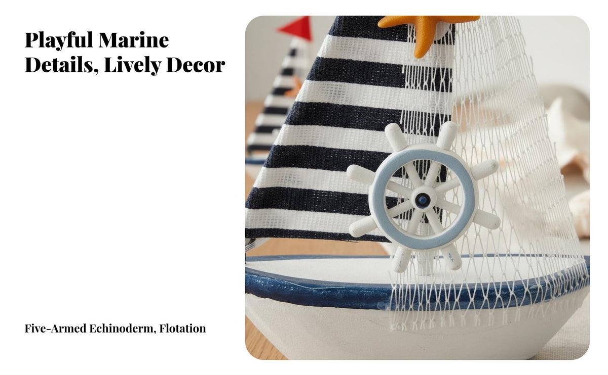 Classic Coastal Design Boat Decor Travel Souvenir Wooden Sailboat Model Nautical Details Wooden Sailboat Figurine for Living Room, Office, Party