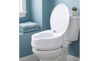 Toilet Seat Riser with Lid White Raised Toilet Seat with Lid Easy to Clean for Handicapped, Washroom