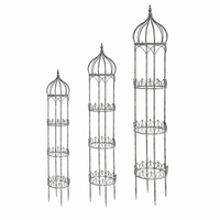 Garden Obelisk Trellis, Metal Plant Stand 81-110cm, Rust Brown Flower Stand for Climbing Plants, Weatherproof