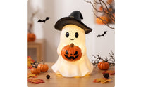 Ghost Figurine with Pumpkin Freestanding for Shelf