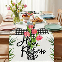Easter Table Runner Festive Design Hare Pattern Table Runner Linen Dresser Scarf for Party Hosts, Homeowners