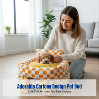 Checkered Pet Sofa Soft and Comfortable Checkered Pet Couch Creclineable Non-Slip Bottom for Dog Owners, Living Room