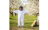 Overall Garment Full-Body Suit with Hood Elastic Bee Suit with Head Netting for Children, Young People, Backyard Hives, Farms