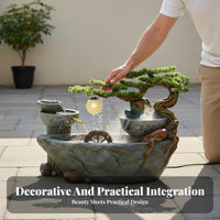 Realistic Rock Texture Rockery Water Fountain Nature-Inspired Design Cascading Water Fountain Creates Peaceful Ambiance Weather-Resistant for Feng Shui Enthusiasts, Balcony, Patio, Office Lobby