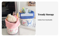 Portable with Handle Expandable Stationery Holder Stands Upright Standing Writing Implement Case Multifunctional Expandable Pen Holder Space Saving for Students, Girls, Teens, School, Desk Organization