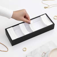 Premium Leather Jewelry Bangle Display Tray Holder for Bracelets and Jade