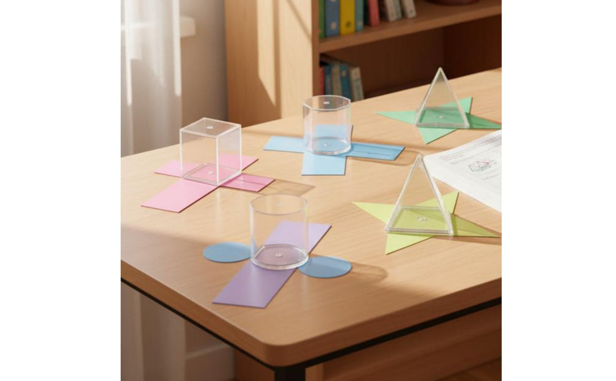 8 Pieces Visual Aid Transparent Geometric Solids Long-Lasting Transparent Geometric Shapes Kit Fillable Math Manipulatives Kit Vibrant Colors for Elementary Students, Kids, Teachers, Classroom, Homeschooling