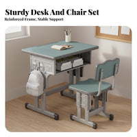 children's Homework Desk and Chair Set Height Adjustable Student Writing Table Rounded Corners Adjustable Kids Study Desk for Playroom