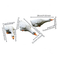 3 Pieces Decorative Goose Figurines White Goose Garden Statues Yard Ornament Realistic Orange Beak for Pond