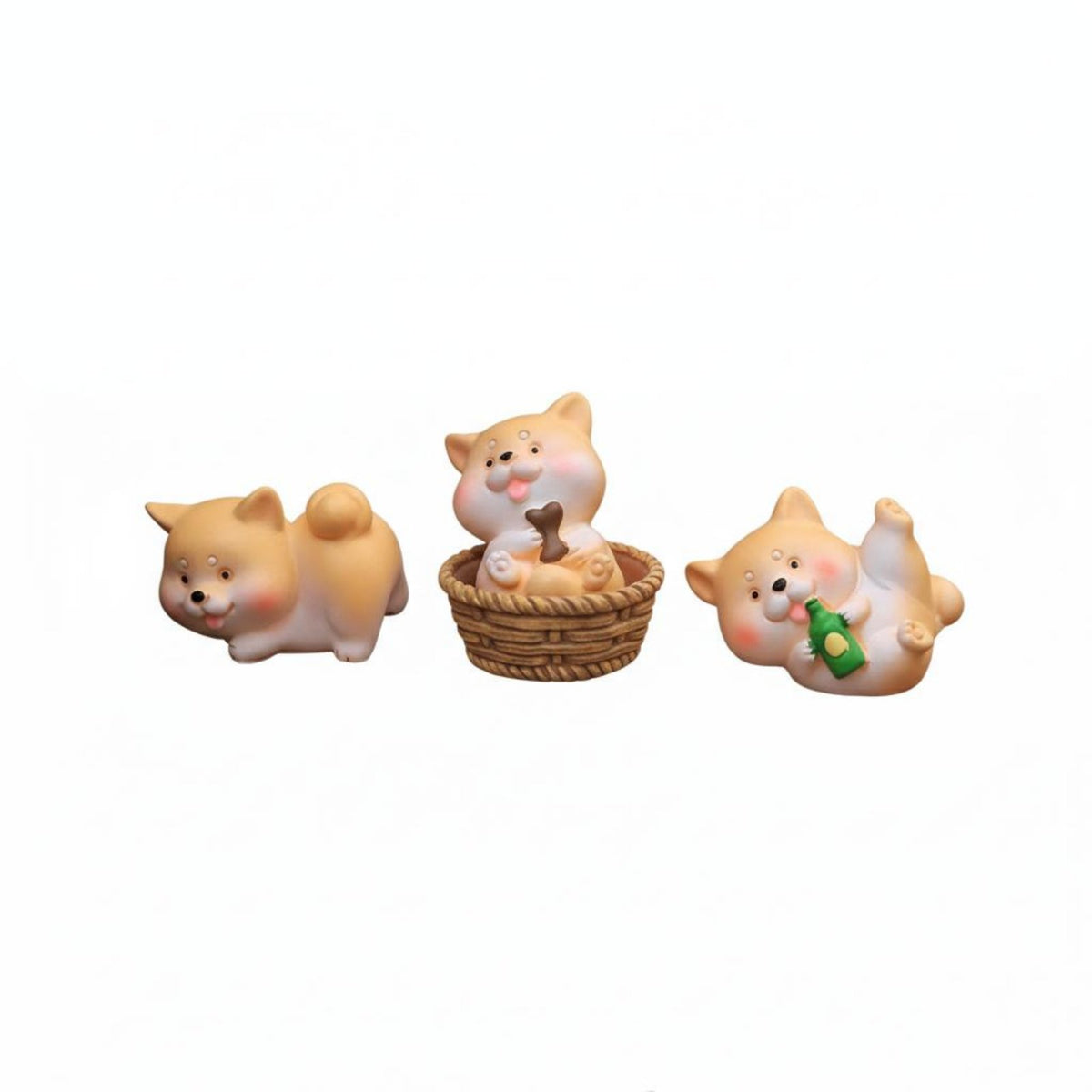 Easy to Install Cute Akita Puppy Statue Included Cute Car Ornaments Mini Cartoon Dog Figure for Center Console, Office Desk