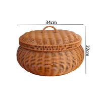 Handmade Fruit Snack Basket Hand-Woven Round Rattan Basket Decorative Tidy Weave for Home, Tabletop