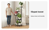 Lockable Casters Multi-Tier Plant Stand with Wheels Sturdy Carbon Steel Metal Plant Stand with Wheels Anti-Rust Rolling Flower Pot Shelf Multifunctional for Balcony, Living Room, Bedroom, Office