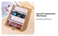 Long-Lasting 4 Slot Glasses Display Tray Easy to Clean Wood Grain Sunglasses Organizer Soft Safeguarding Lining for Countertop, Dresser Top