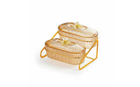 Fruit and Nut Serving Tray with Rack Elegant Design Decorative Appetizer Server Set Gold Accents Multi-Level Snack Organizer for Living Room, Holidays
