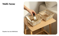 Japanese design Imitation Rattan Weave storage bin Woven Design Imitation Rattan storage bin Rustic visual appeal Storage Container adaptable for Homemakers, Office Workers, Bedroom, Kitchen, Living Room, Bathroom
