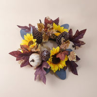 Tabletop Wreath with Candle Holder Decorative Decorations Multicolor for Mantel