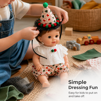 30cm LinaBear Clown Outfit Set - White Shirt & Plaid Pants for Medium Teddy Bear Doll Clothes