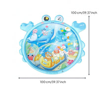 Raised Edge Inflatable Water Play Mat Clear Center Baby Water Play Mat Underwater Cartoon Graphics Waterproof Plastic for Babies, Crawling