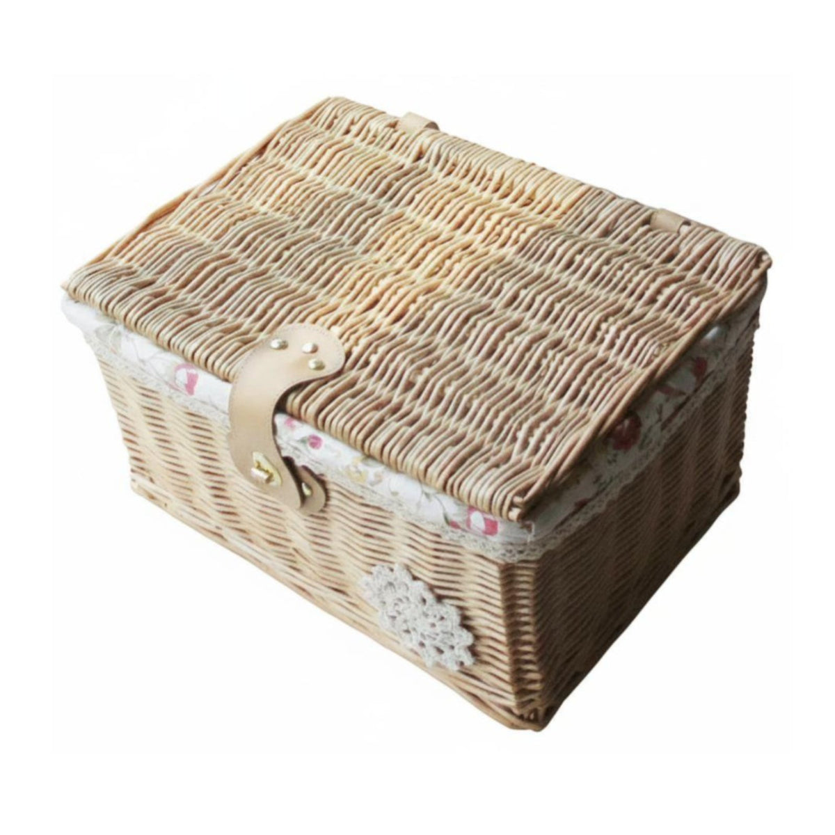 Hand Woven Lidded Wicker Trunk with Clasp Handwoven Household Storage Multi-Purpose Organizing Basket Decorative for Homeowners, Design aficionados, Bedroom, Living Room, Closet, In Closets