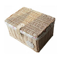 Hand Woven Lidded Wicker Trunk with Clasp Handwoven Household Storage Multi-Purpose Organizing Basket Decorative for Homeowners, Design aficionados, Bedroom, Living Room, Closet, In Closets