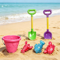 Sand Bucket Set Heart-Shaped Handle Kids Beach Play Set Colorful Design for Sandbox