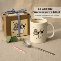Cute Cartoon Puppy Birthday Cake Mug with Spoon, High Aesthetic Value, Home Gift for Festivals