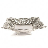 Metal Serving Tray with Handles Silver Tone Serving Tray with Handles Vintage Influenced for Home Stylists, Parties