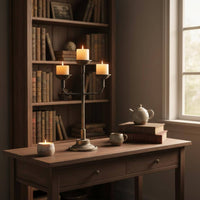 Iron Candelabra Antique Finish Rustic Candle Candelabra Stable Base Home Decor for Tabletop