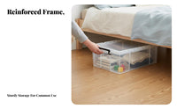 transparent Wheeled slimlow-height container Transparent Lid Underbed Box No Assembly Required Storage Container Stackable for Apartment Dwellers, homeowners, Students, Under Bed, Closet, Car Trunk, Dorm Room