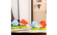 4 Pieces Playful Rotating Ornament with Lotus Base Compact Auspicious Koi Figurine Golden Koi Aquatic Creature Ornament Stress-Relief for Office Desk, Tabletop, Study Area