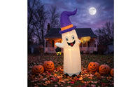 Halloween Inflatable Ghost Inflatable Ghost with Witch Hat Outdoor Yard Decoration Cute for Families, Homeowners, Lawn, Front Porch