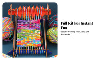 Slotted Hand-Crank Loom Kit Includes Yarn Wood Weaving Loom