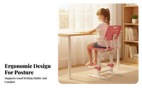 Height Adjustable Ergonomic Split-spinerest Chair Lumbar Support children's Furniture Breathable pad Study Seat effortless Rolling casters for Students, Teenagers, Parents, Writing, perusing, School, Bedroom