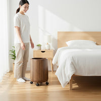 Large Capacity Wood Grain Trash Can Rustic Design Faux Wood Trash Can Easy to Clean Round Waste Bin Long-Lasting for Bedroom, Bathroom, Living Room, Office