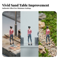 Blue Pants Miniature Decor Tabletop Fairy Garden 1:64 Scale Female Figurine Standing Female Figurine Micro Landscape for Diorama