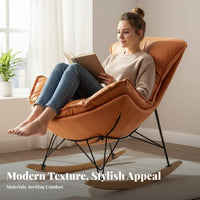 Comfortable Padding Upholstered Rocking Chair snug Upholstered Rocking Armchair Sturdy Frame Indoor Seating Ergonomic Design for Adults, Homeowners, Seniors, Balcony, Living Room, Bedroom, literary alcove