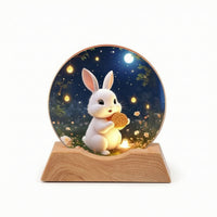 Acrylic Night Light with Wooden Base Illuminated LED Night Light Printed