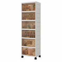 Easy to Move Mobile Cart with Flipdrop-fold-down Bins Multi-Functional 3-Tier Storage Trolley Large Capacity Household Organizer particle-resistantresistant for Families, Homeowners, Kitchen, Living Room, Bedroom, Bathroom