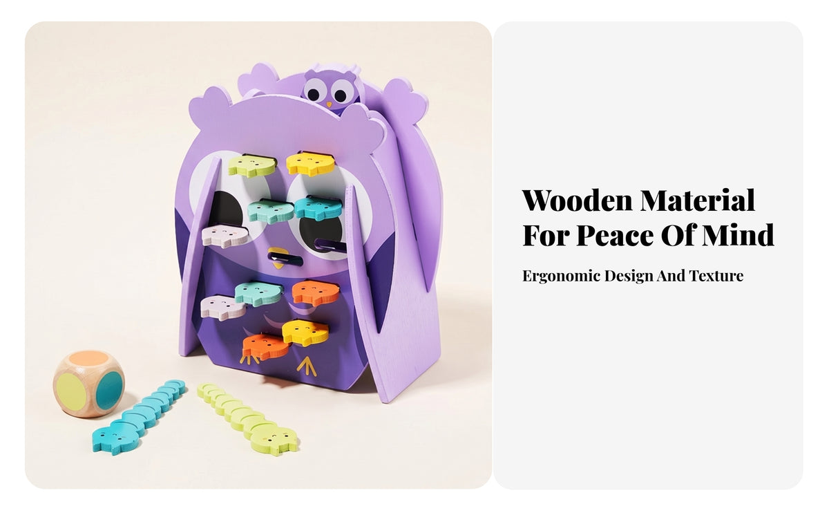 Hand-Eye Coordination Wooden Owl Board Game Educational Wooden Owl Game Early Learning Kids Activity Parent-Child Play
