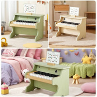 Wooden Piano with Music Stand 25-Key Tabletop Piano Educational Musical Instrument for Young Children, Beginners, Playroom, Preschool, Nursery