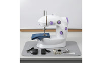 Compact Desktop Sewing Machine Foot Pedal Electric Sewing Machine White and Violet Adjustable Dials