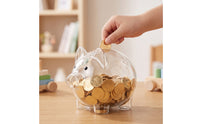 Clear Glass Piggy Bank Transparent Piggy Bank Tabletop Saving Pot Decorative for Children, Children, Room Decor, Desk, Shelf