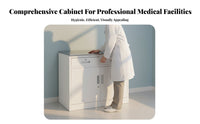 Multi-Functional Storage Oral Health Medical Cabinet Waterproof Medical Sink Cabinet Adjustable Shelves Medical Treatment Counter Wood Grain Finish for Dentists, Beauticians, Hospital, Beauty Salon, Laboratory