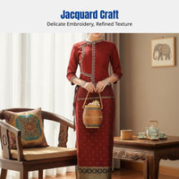 Dai Ethnic Workwear Set, Traditional Jacquard Fabric, Retro Summer Outfit, Elegant Women's Suit