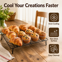 Foldable Cooling Rack, Black Metal Cooling Rack for Baking, Cooling Rack Cakes, Cookies, Pastry & Meat, Non-Adherent Surface
