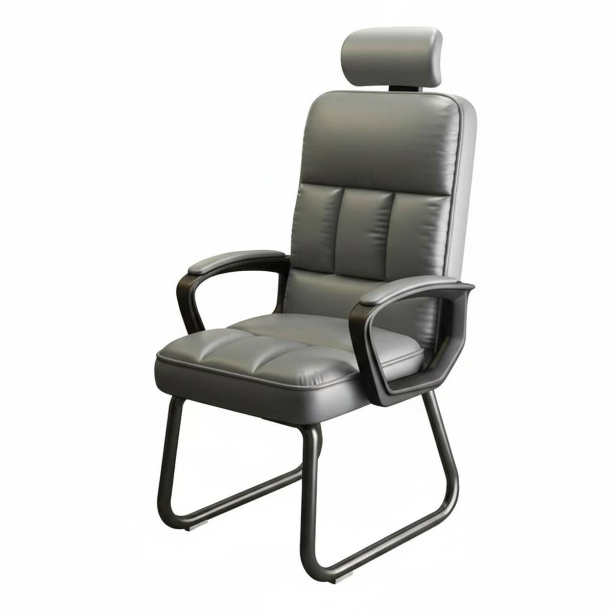 Thick Cushion High-Back Sled Base Seat Stable Framework Sled Base Armchair Ergonomic Design Computer Chair Adjustable Headrest for Executives, Telecommuting Workers, Students, Reception Area, Study Room