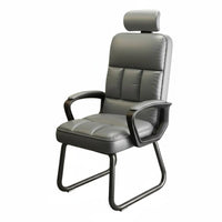 Thick Cushion High-Back Sled Base Seat Stable Framework Sled Base Armchair Ergonomic Design Computer Chair Adjustable Headrest for Executives, Telecommuting Workers, Students, Reception Area, Study Room