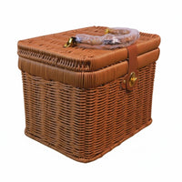 Decorative Lidded Woven Basket Rustic Design Handled Storage Basket Vintage Look Large Capacity for Wedding